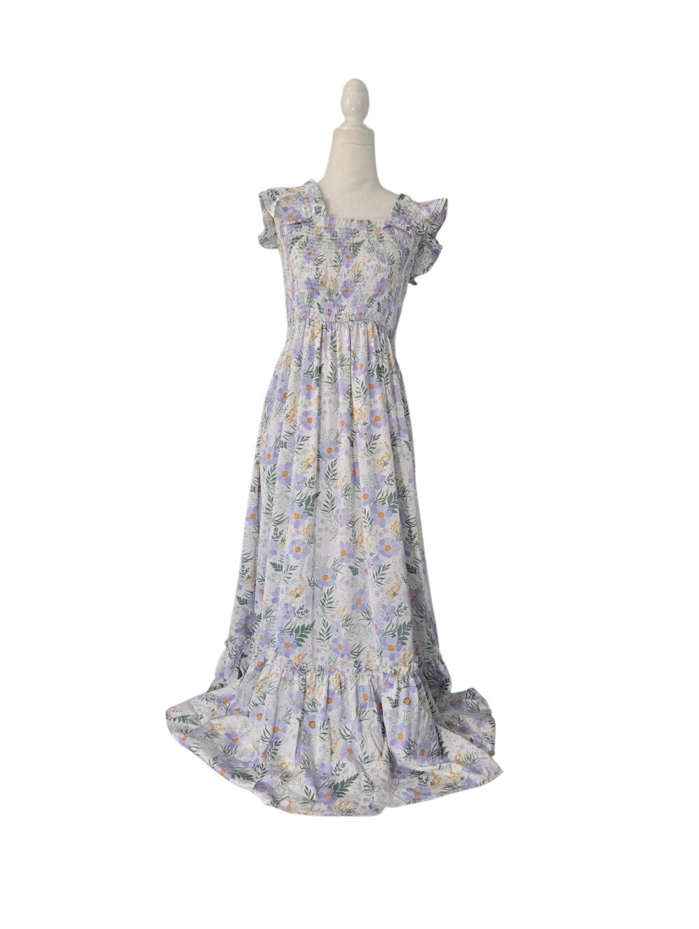 Melloday Maxi Dress Women's Smal Pastel Floral Smocked Sze small - Picture 3 of 12